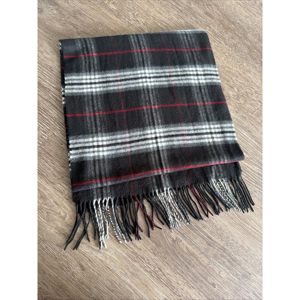 Soft Fraas CASHMINK scarf wrap Black White Plaid unisex Germany 64 in